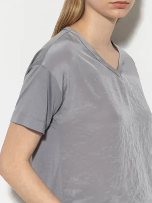 Luisa Cerano T-shirt damski z dekoltem w kształcie V srebrnoszary