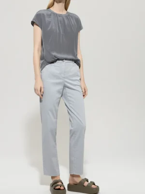 Luisa Cerano jeansy damskie zwężane z wysokim stanem silver grey
