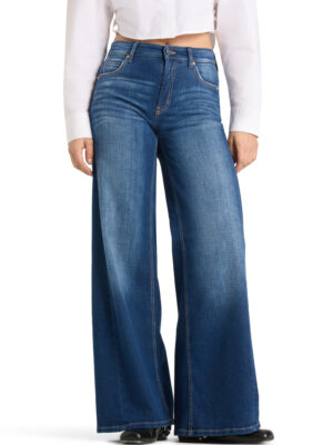 Cambio spodnie damskie jeansowe Palazzo Patch niebieskie