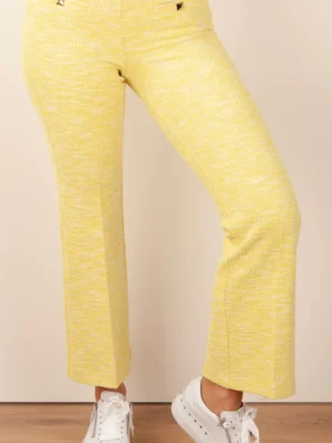 Cambio spodnie damskie Faith limonkowe z boucle